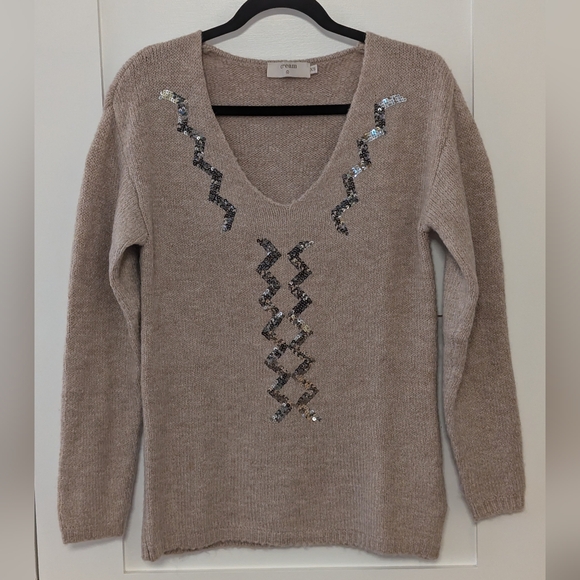 Cream CRHaza Sequins Pullover Knit Sweater - Picture 8 of 8